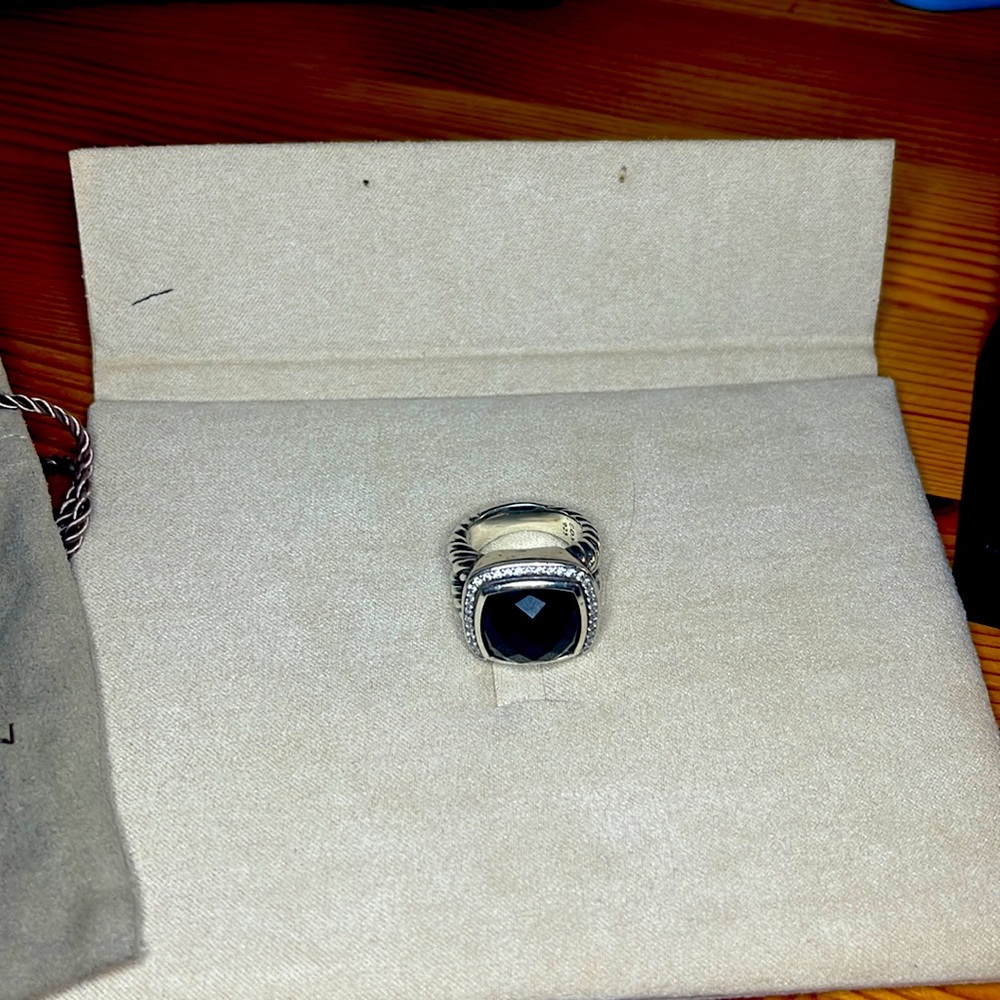 David yurman Ring in Sterling Silver with Black Onyx and Pavé Diamonds..
